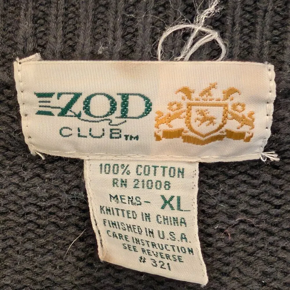 IZOD Club Sweater Vintage Golf Men's 80s 90s Preppy Charm Black Blue - Size XL